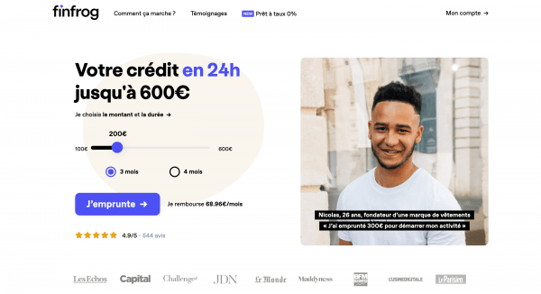 Finfrog - Crédit jusqu'à 600 €